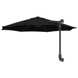 Berkfield Home Traditional Wall-mounted Garden Parasol with LEDs Black 248 cm - thumbnail 6
