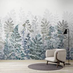 Superfresco Easy Leaf Silhouette Indigo Print To Order 3m x 2.8m Mural in Purple - thumbnail 1