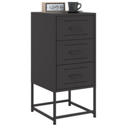 Berkfield Home Bedside Cabinets 2 pcs Black 36x39x78 cm Steel - Size: 36 x 39 x 78 cm - thumbnail 3