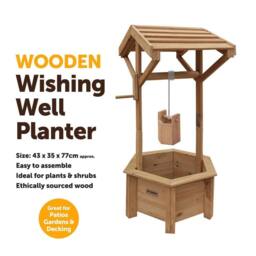 FLAVORA Wooden Wishing Well Planter for Garden in Brown - Size: 0.6m2 - thumbnail 4