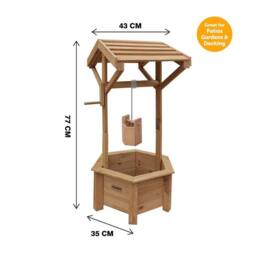 FLAVORA Wooden Wishing Well Planter for Garden in Brown - Size: 0.6m2 - thumbnail 3