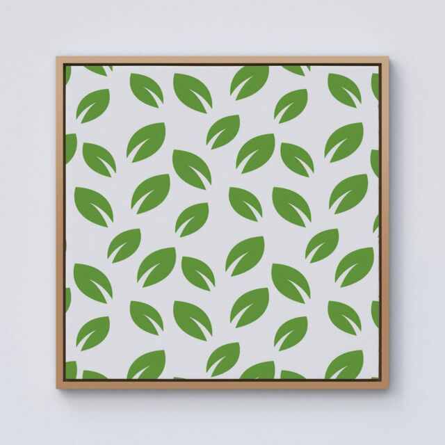 Warren Reed - Designer Leaves Pattern Framed Canvas in Light Brown - Size: w40 inch x h40 inch - image 1