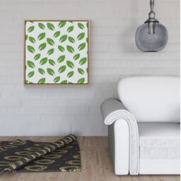 Warren Reed - Designer Leaves Pattern Framed Canvas in Light Brown - Size: w40 inch x h40 inch - thumbnail 2