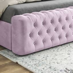 KDMD Reigate Mirror Upholstered Pink Soft Velvet Designer Bed Frame - Size: Super King - thumbnail 6