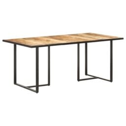 Berkfield Home Dining Table 180 cm Rough Mango Wood in Brown - thumbnail 1
