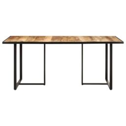 Berkfield Home Dining Table 180 cm Rough Mango Wood in Brown - thumbnail 2