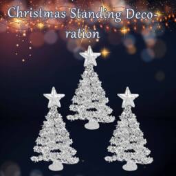 VFM e-Store Christmas Tree Glass Decoration 15cm x 29cm White X 1 - Size: 15 cm x 29 cm - thumbnail 3