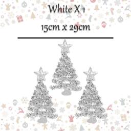 VFM e-Store Christmas Tree Glass Decoration 15cm x 29cm White X 1 - Size: 15 cm x 29 cm - thumbnail 2