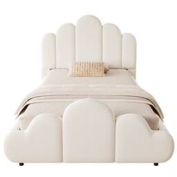 BTM 3FT Velvet Petal Bed Five-Petal Headboard 90x190 Beige - Size: Single - thumbnail 6