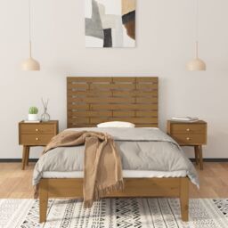 Berkfield Home Wall Headboard Honey Brown 96x3x63 cm Solid Wood Pine - Size: 96 x 3 x 63 cm - thumbnail 3