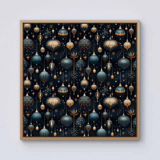 Warren Reed - Designer Christmas Decorations Framed Canvas in Light Brown - Size: w40 inch x h40 inch - image 1
