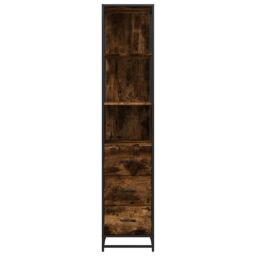 Berkfield Home Bathroom Cabinet Smoked Oak 35x37.5x166 cm Engineered Wood in Brown - thumbnail 5