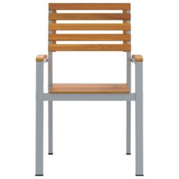 Berkfield Home Modern Garden Chairs 4 pcs Grey Solid Wood Acacia & Steel - thumbnail 5