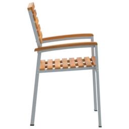 Berkfield Home Modern Garden Chairs 4 pcs Grey Solid Wood Acacia & Steel - thumbnail 6