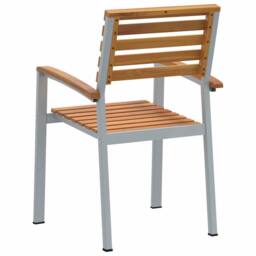 Berkfield Home Modern Garden Chairs 4 pcs Grey Solid Wood Acacia & Steel - thumbnail 7