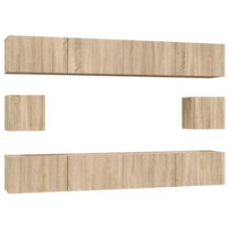 Berkfield Home 6 Piece TV Cabinet Set Sonoma Oak Engineered Wood in Brown - thumbnail 2