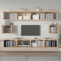Berkfield Home 6 Piece TV Cabinet Set Sonoma Oak Engineered Wood in Brown - thumbnail 3