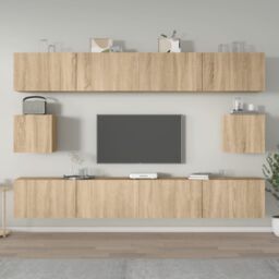 Berkfield Home 6 Piece TV Cabinet Set Sonoma Oak Engineered Wood in Brown - thumbnail 1