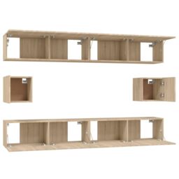 Berkfield Home 6 Piece TV Cabinet Set Sonoma Oak Engineered Wood in Brown - thumbnail 5