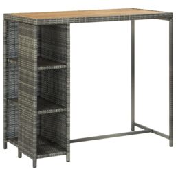 Berkfield Home 5 Piece Garden Bar Set with Cushions Poly Rattan Grey - thumbnail 2