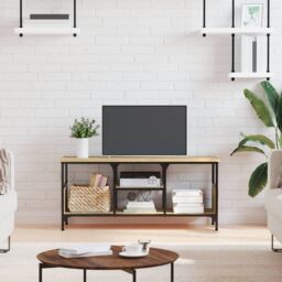 Berkfield Home TV Cabinet Sonoma Oak 100x35x45 cm Engineered Wood&Iron in Brown - Size: 100 x 35 x 45 cm
