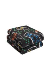 OHS Men's Soft Gaming Fleece Blanket in Black - Size: 120 cm x 150 cm - thumbnail 1