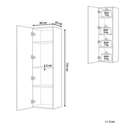 Wyld and Coco Grey MDF Wall Cabinet 132 x 40 cm - 4-Shelf Reversible Door - thumbnail 3