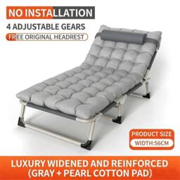 Nordara Folding Chair Bed Reclining Sun Lounger Garden in Grey - Size: 180 cm x 45 cm - thumbnail 5