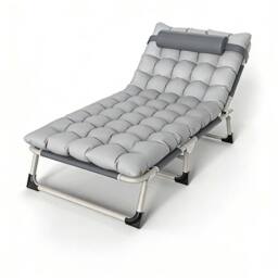Nordara Folding Chair Bed Reclining Sun Lounger Garden in Grey - Size: 180 cm x 45 cm - thumbnail 6