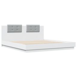 Berkfield Home Bed Frame without Mattress White 200x200cm - Size: 200x200 cm - thumbnail 3