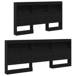 Berkfield Home Storage Headboard with Shelf Black oak 160 cm Engineered wood - thumbnail 4