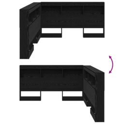 Berkfield Home Storage Headboard with Shelf Black oak 160 cm Engineered wood - thumbnail 9