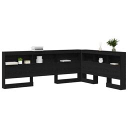 Berkfield Home Storage Headboard with Shelf Black oak 160 cm Engineered wood - thumbnail 3