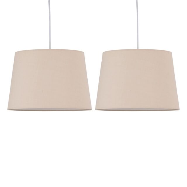 First Choice Lighting Set of 2 Natural Cotton 28cm Tapered Cylinder Pendant or Lamp Shades - image 1