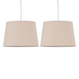 First Choice Lighting Set of 2 Natural Cotton 28cm Tapered Cylinder Pendant or Lamp Shades