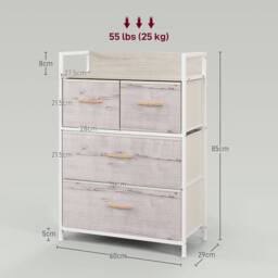 Wyld Haus Palike 4 Drawer Fabric Chest with Wood Effect Top in White - thumbnail 3