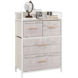 Wyld Haus Palike 4 Drawer Fabric Chest with Wood Effect Top in White - thumbnail 2