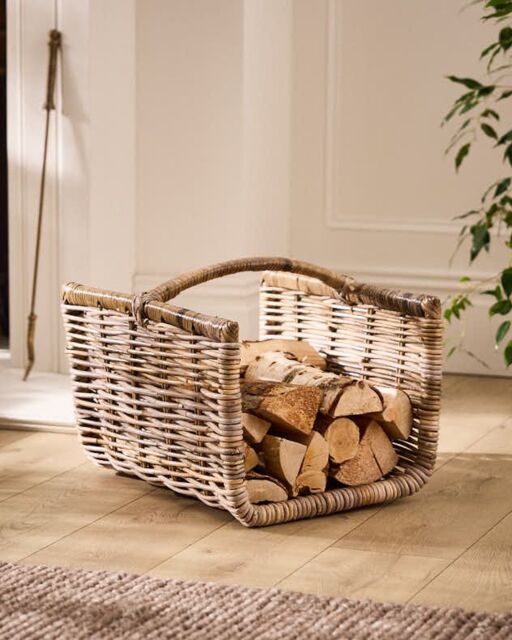 Dibor Traditional Style Aranos Open Ended Fireplace Log Storage Basket - Small in Natural - image 1
