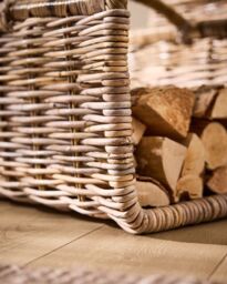 Dibor Traditional Style Aranos Open Ended Fireplace Log Storage Basket - Small in Natural - thumbnail 3