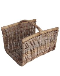 Dibor Traditional Style Aranos Open Ended Fireplace Log Storage Basket - Small in Natural - thumbnail 2
