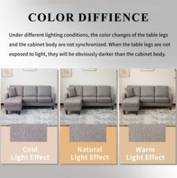 BTM L Shaped Corner Sofa Chaise 3 Seater Cotton Linen Modular Sofa Grey - thumbnail 4