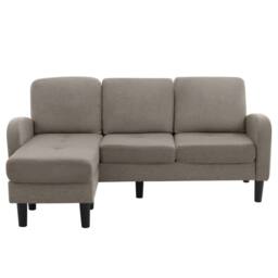 BTM L Shaped Corner Sofa Chaise 3 Seater Cotton Linen Modular Sofa Grey - thumbnail 9
