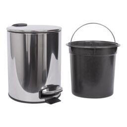 Harbour Housewares 2x Round Bathroom Pedal Bins - 5L Stainless Steel Slim Rubbish Dustbin in Silver - thumbnail 4