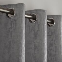 Luxury Living Keswick Fully Lined Ring Top Curtains in Silver - Size: 117 cm width x 137 cm drop - thumbnail 2
