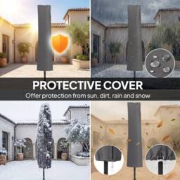 OUTSUNNY 3 m Cantilever Parasol, Offset Umbrella with Cover & Wind Ropes in Black - Size: 3m - thumbnail 5