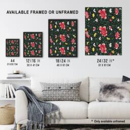 Artery8 Owen Jones Elegant Chinese Flower Pattern Framed Wall Art Print - Size: A4 - thumbnail 3