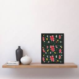 Artery8 Owen Jones Elegant Chinese Flower Pattern Framed Wall Art Print - Size: A4 - thumbnail 4