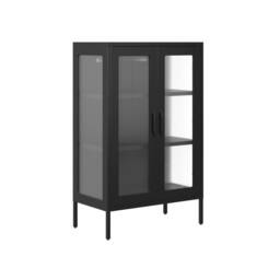 Lemon Pavilion Furniture Marsh Storage Cabinet - Steel/Glass - Black - Flat Packed - thumbnail 2