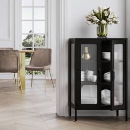 Lemon Pavilion Furniture Marsh Storage Cabinet - Steel/Glass - Black - Flat Packed - thumbnail 6