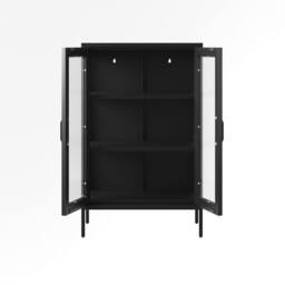 Lemon Pavilion Furniture Marsh Storage Cabinet - Steel/Glass - Black - Flat Packed - thumbnail 3